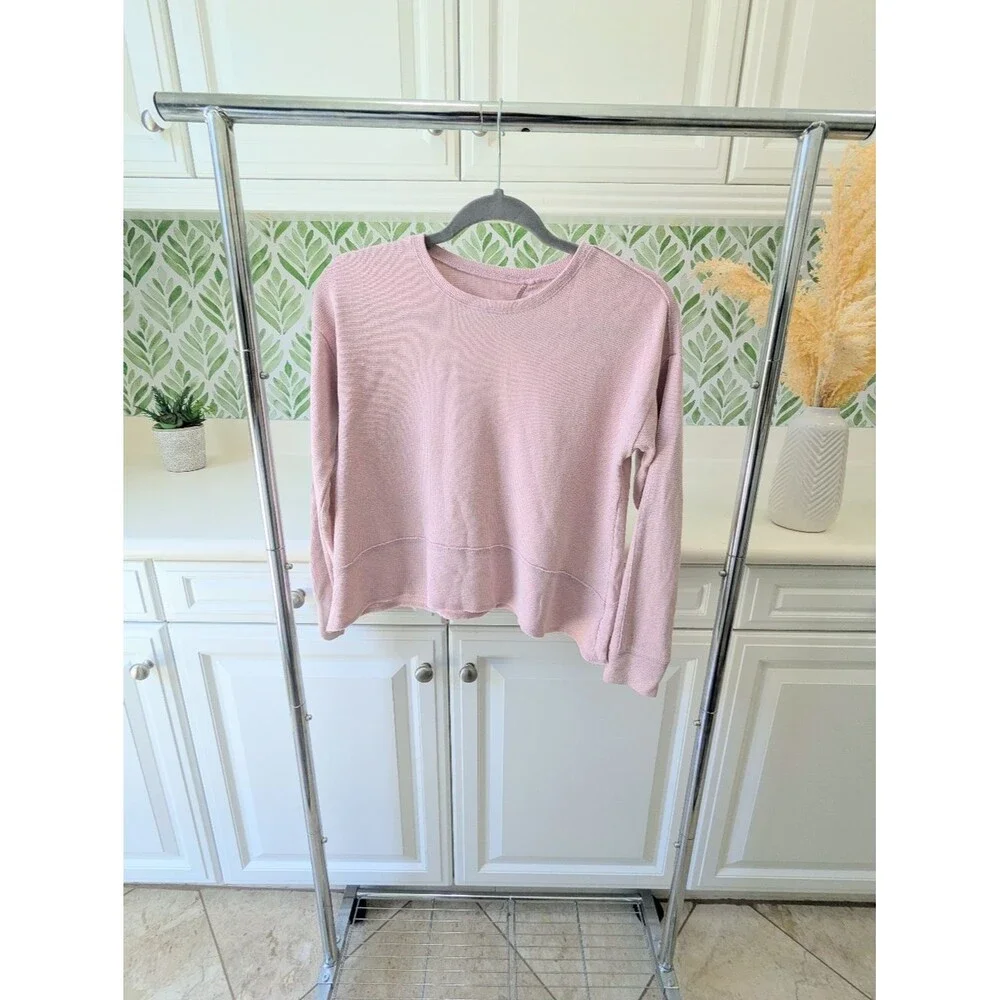 Ballet Pink Osh'Kosh Waffle Knit Long Sleeve Raw Hem Top 14 Girl's Boxy Flowy
